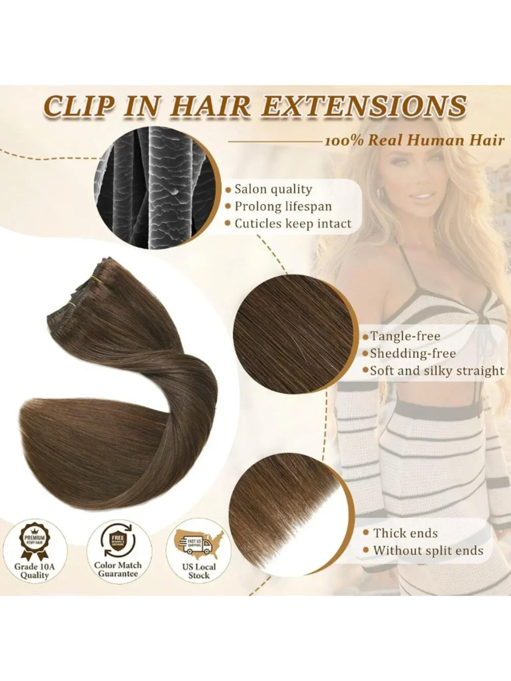 Chocolate Brown Clip-In Hair Extensions 16